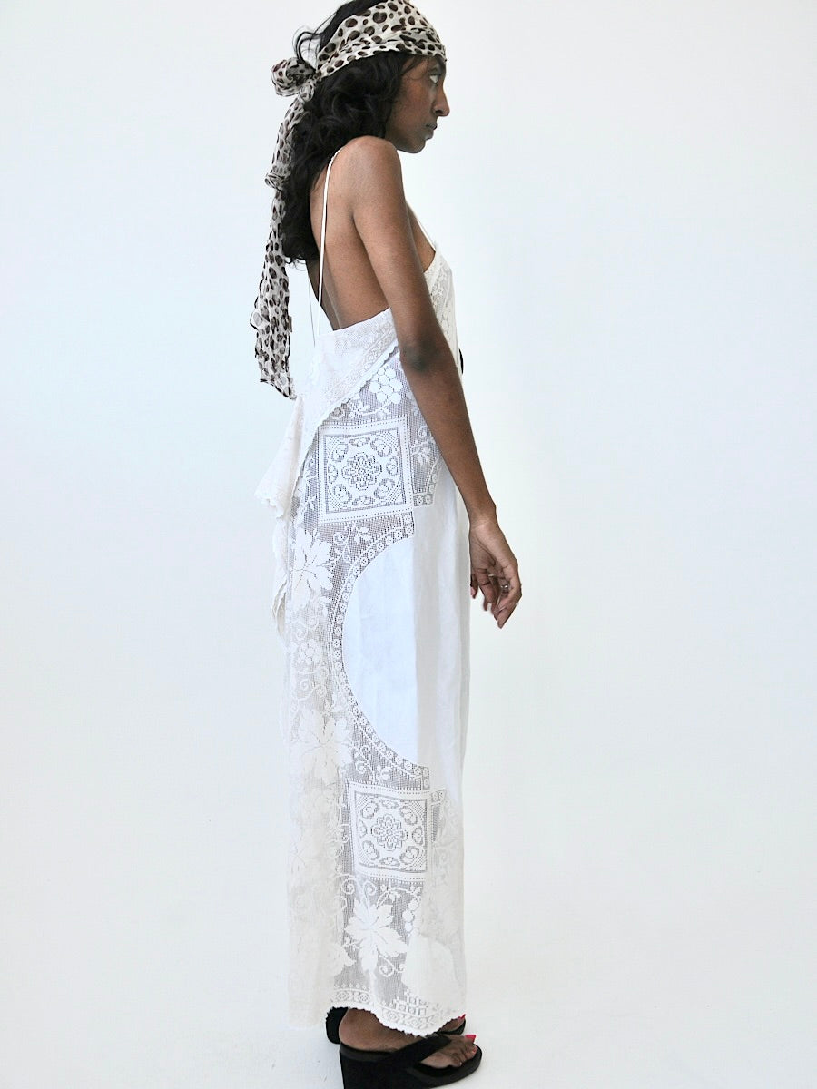Goldie lace and linen dress