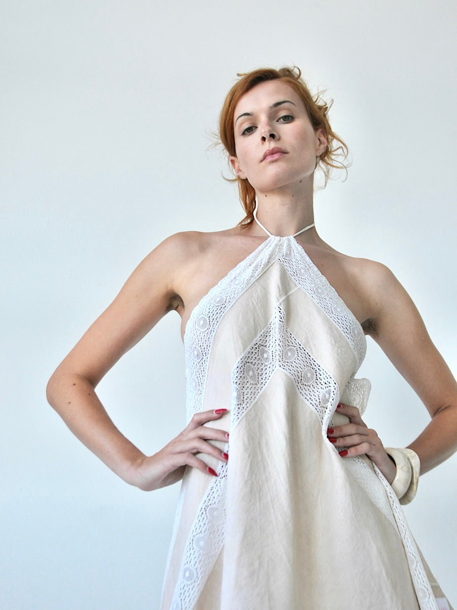 Veronique Lace & Linen halter top