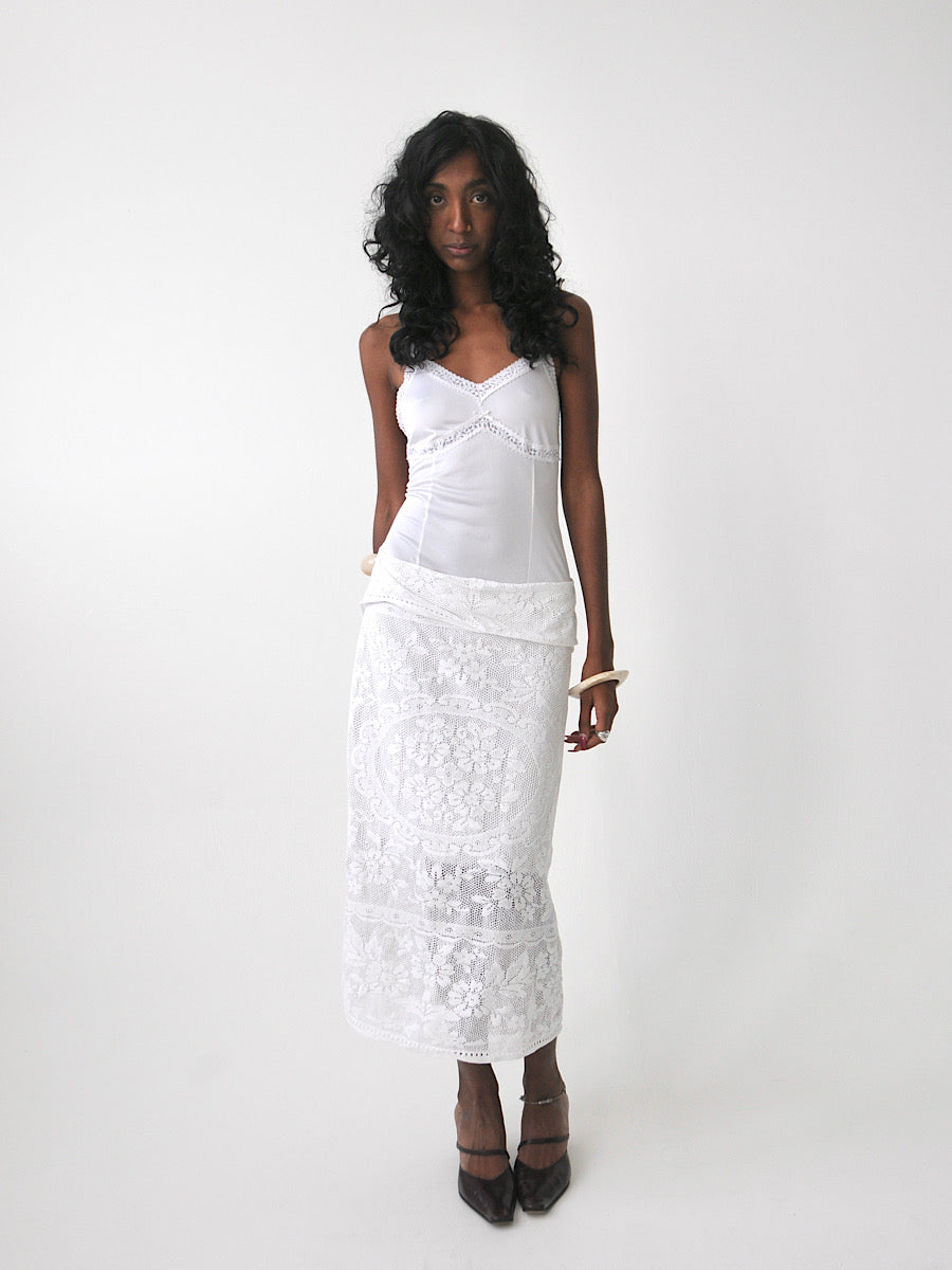 Forever vintage contrast lace lingerie midi dress