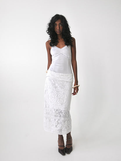 Forever vintage contrast lace lingerie midi dress