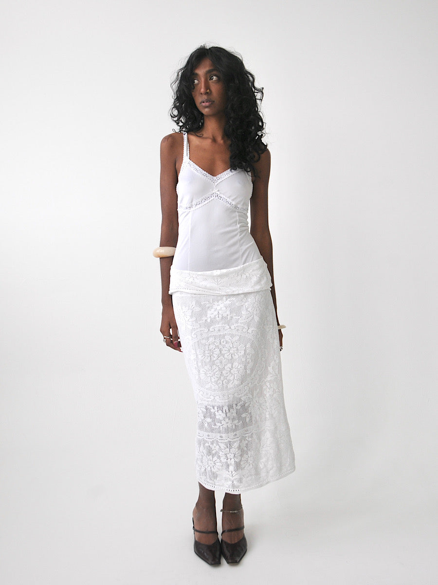 Forever vintage contrast lace lingerie midi dress