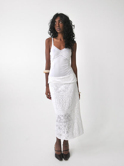 Forever vintage contrast lace lingerie midi dress