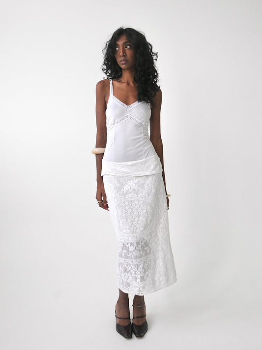 Forever vintage contrast lace lingerie midi dress