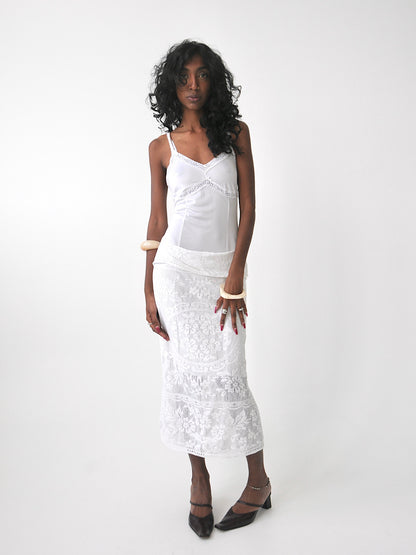 Forever vintage contrast lace lingerie midi dress
