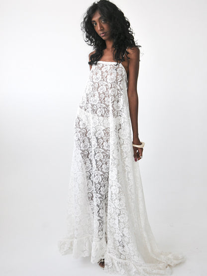 Cascade vintage lace maxi dress
