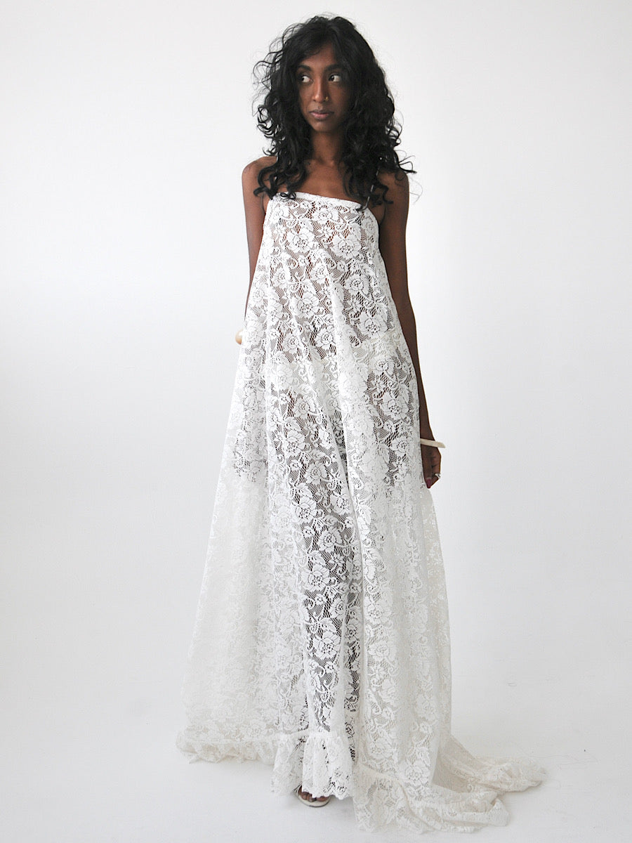 Cascade vintage lace maxi dress