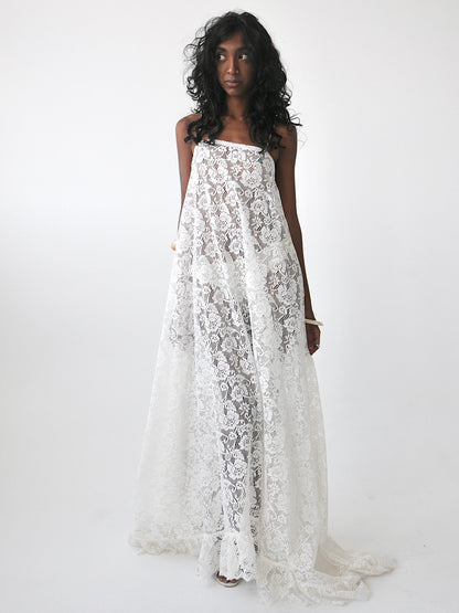 Cascade vintage lace maxi dress