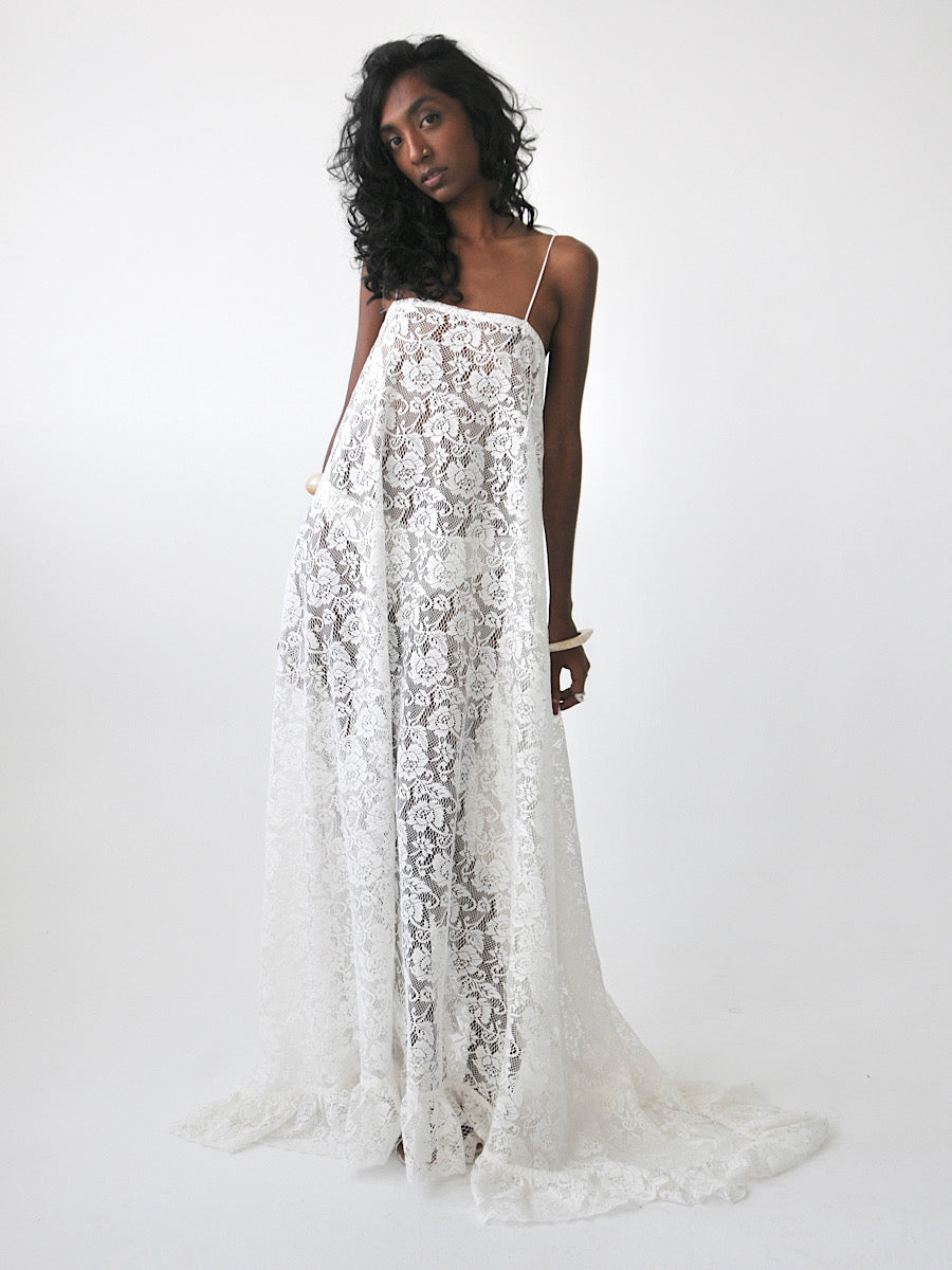 Cascade vintage lace maxi dress