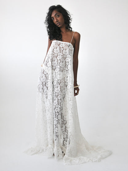 Cascade vintage lace maxi dress