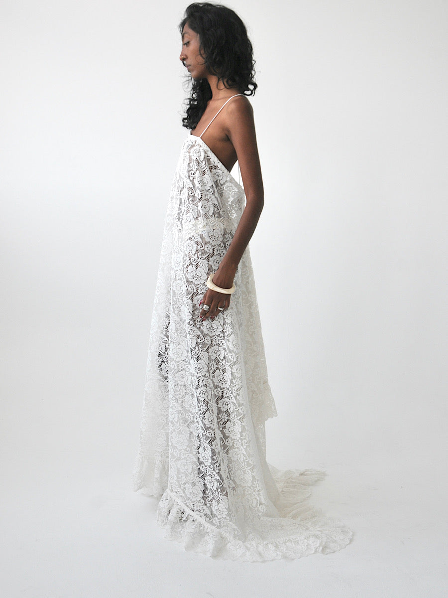 Cascade vintage lace maxi dress