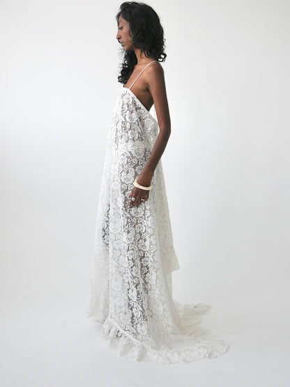 Cascade vintage lace maxi dress