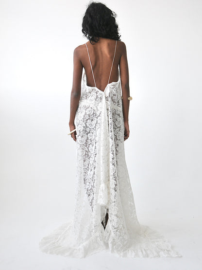 Cascade vintage lace maxi dress