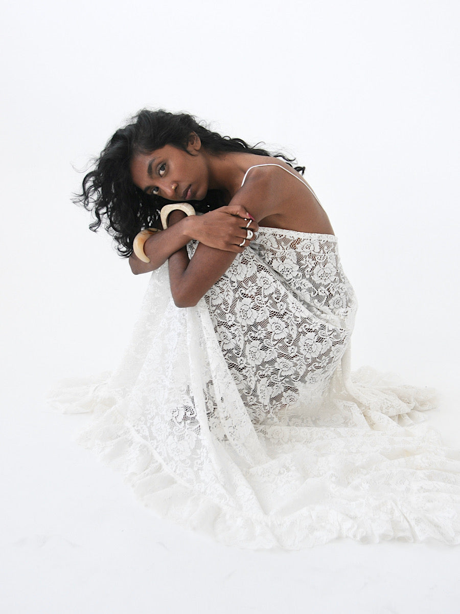 Cascade vintage lace maxi dress