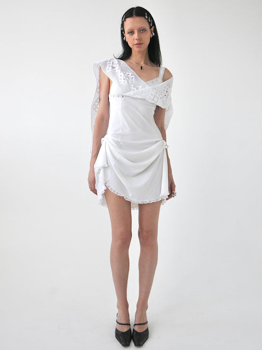 Evermore draped vintage lingerie and crochet mini dress