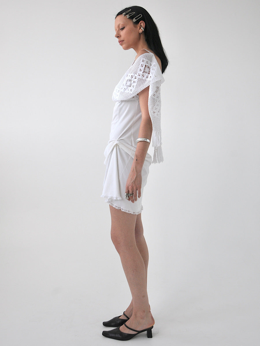 Evermore draped vintage lingerie and crochet mini dress