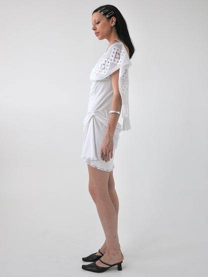 Evermore draped vintage lingerie and crochet mini dress