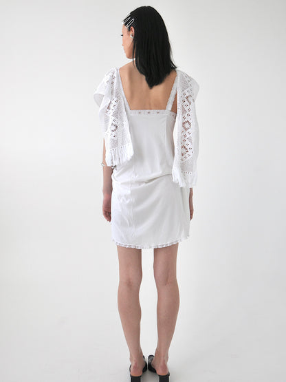 Evermore draped vintage lingerie and crochet mini dress