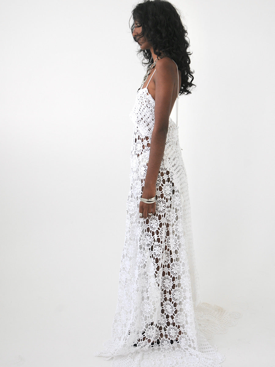 Cleo vintage crochet lace maxi dress