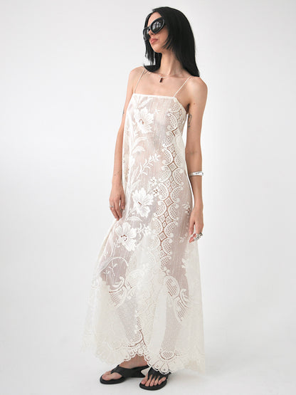 Peony vintage lace maxi dress