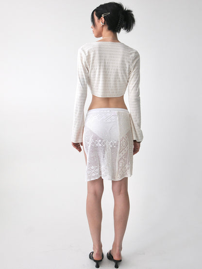 Dianne tie mini vintage crochet lace skirt