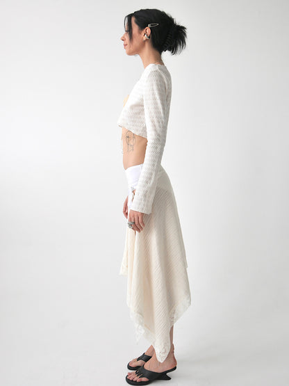Twilight draped cotton and vintage lace tie skirt