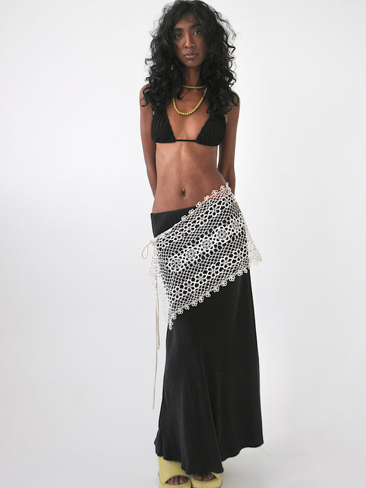 Sandra vintage corded lace tie overlay mini skirt