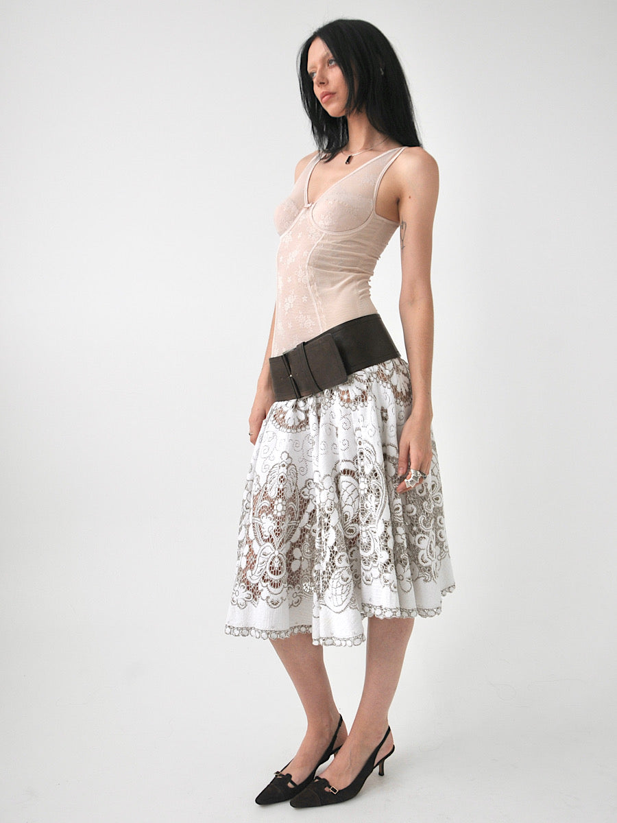 Jillian vintage lace circle midi skirt
