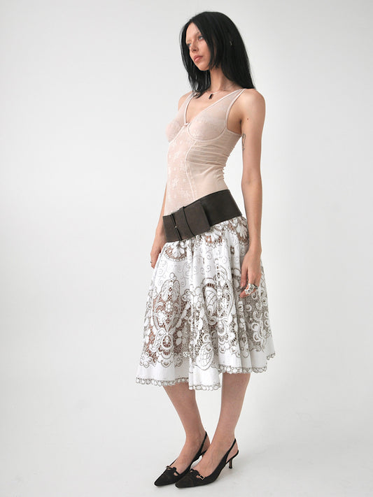 Jillian vintage lace circle midi skirt