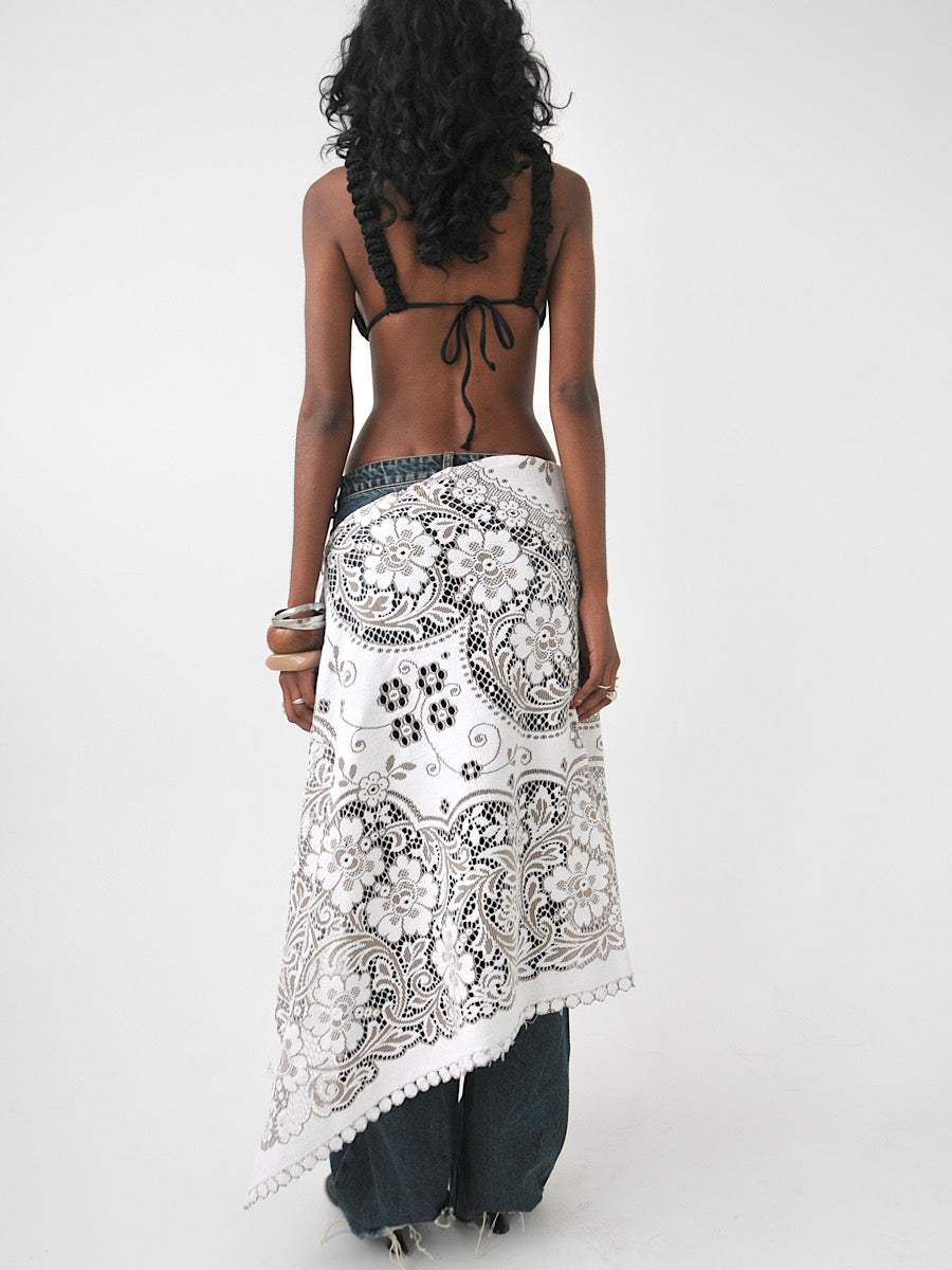 Demi draped vintage lace tie skirt