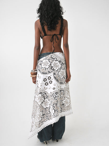 Demi draped vintage lace tie skirt