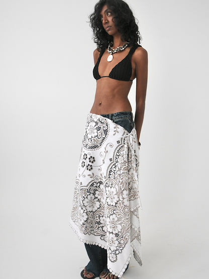Demi draped vintage lace tie skirt