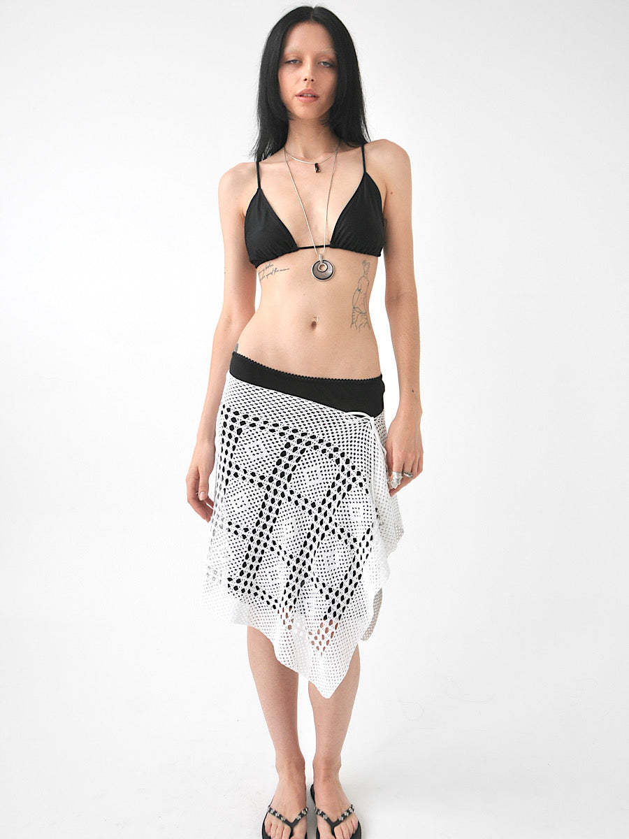 Geo vintage crochet lace overlay mini skirt