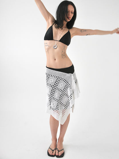 Geo vintage crochet lace overlay mini skirt