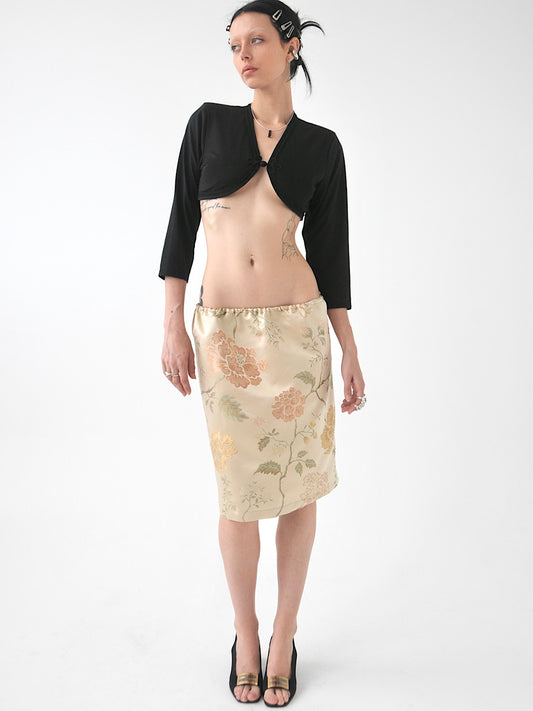 Lust floral jacquard knee-length midi skirt