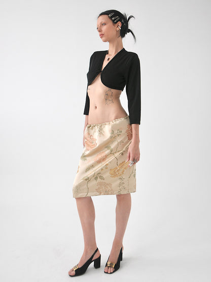Lust floral jacquard knee-length midi skirt