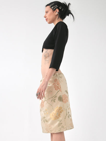 Lust floral jacquard knee-length midi skirt