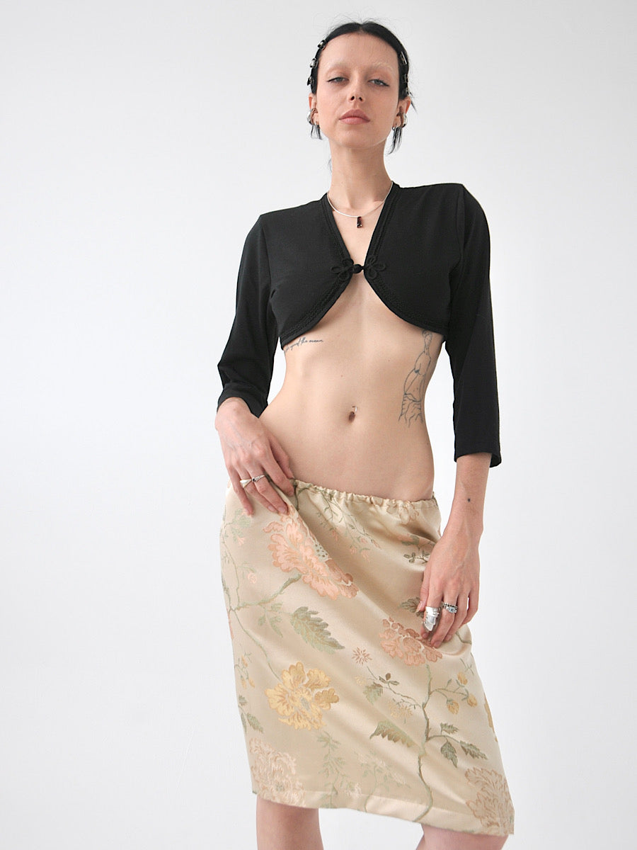 Lust floral jacquard knee-length midi skirt