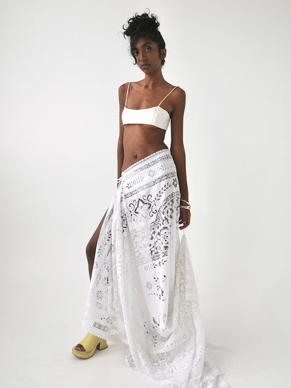 Sicily vintage lace maxi draped tie skirt
