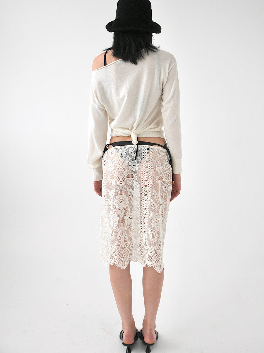 Peony vintage lace knee length midi skirt