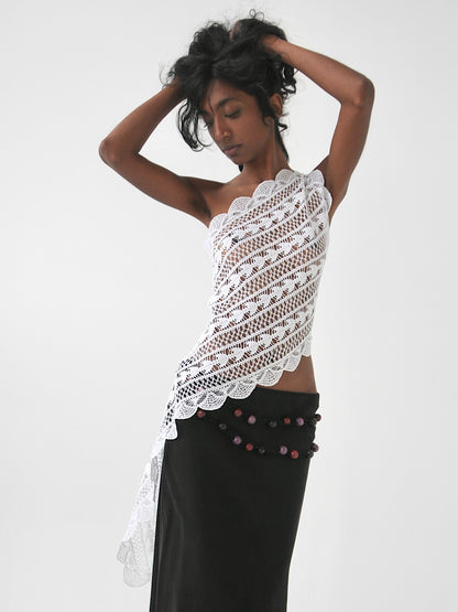 Tahlyn one shoulder vintage crochet lace top