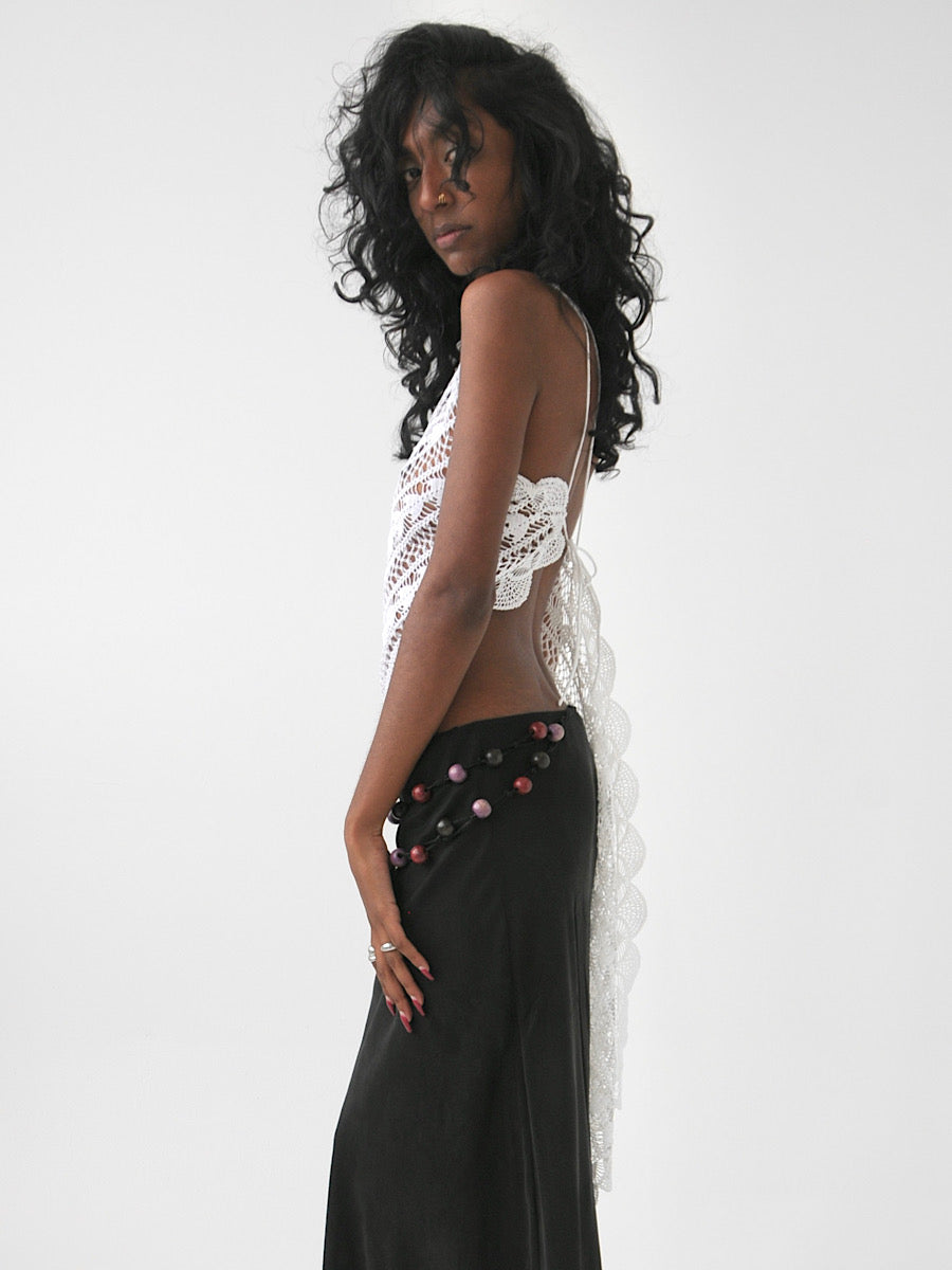Tahlyn one shoulder vintage crochet lace top