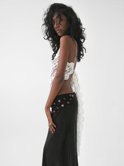 Tahlyn one shoulder vintage crochet lace top