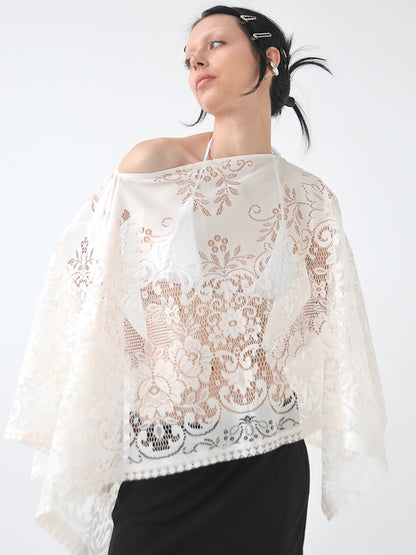 Lunar vintage lace poncho top