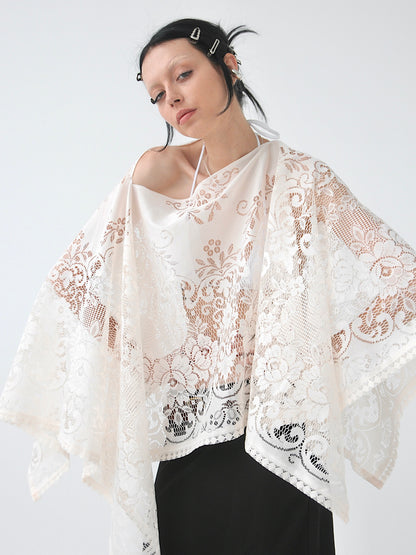 Lunar vintage lace poncho top