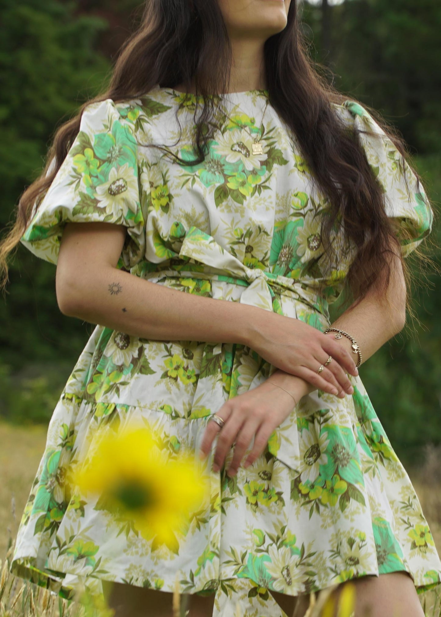 Margot Mini Dress Green Floral